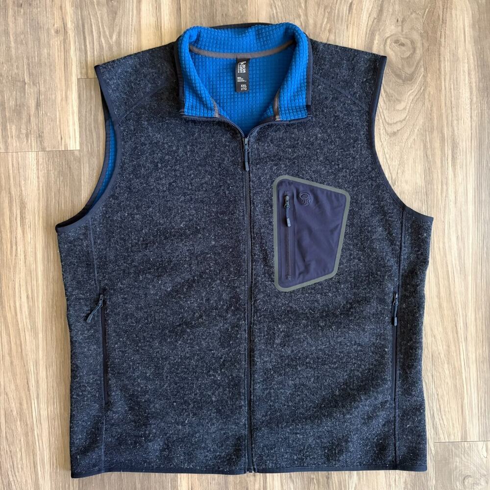 Mountain Hardwear Hatcher Vest Men's Size 2XL Blue Gray Wool Blend Full Zip